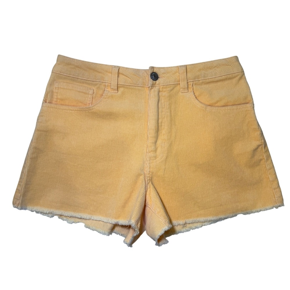 Forever 21 Peach Orange Corduroy High Rise Frayed Hem Shorts Womens Size 29‎